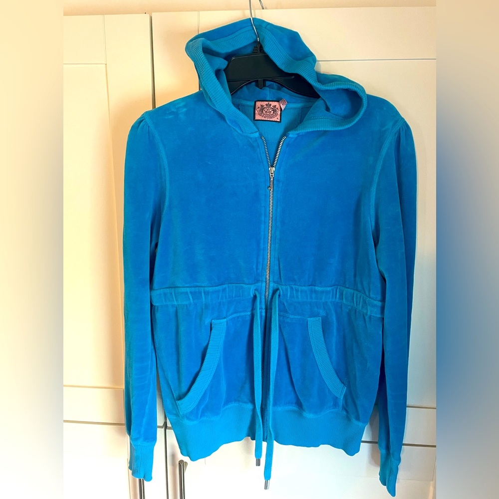 Aqua Blue Velvet Juicy Track Jacket